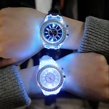 Load image into Gallery viewer, LED Light Flash Luminous Watches Women Men Boys Girls Silicone Wrist Watch Fashion Rhinestone Clock Kids Children Relogio Saati