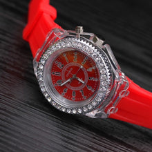 Load image into Gallery viewer, LED Light Flash Luminous Watches Women Men Boys Girls Silicone Wrist Watch Fashion Rhinestone Clock Kids Children Relogio Saati