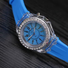 Load image into Gallery viewer, LED Light Flash Luminous Watches Women Men Boys Girls Silicone Wrist Watch Fashion Rhinestone Clock Kids Children Relogio Saati
