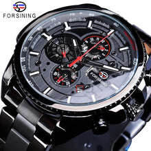 Load image into Gallery viewer, Forsining Three Dial Calendar Stainless Steel Men Mechanical Automatic Wrist Watches Top Brand Luxury Military Sport Male Clock