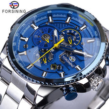 Load image into Gallery viewer, Forsining Three Dial Calendar Stainless Steel Men Mechanical Automatic Wrist Watches Top Brand Luxury Military Sport Male Clock