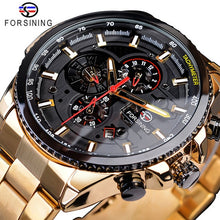 Load image into Gallery viewer, Forsining Three Dial Calendar Stainless Steel Men Mechanical Automatic Wrist Watches Top Brand Luxury Military Sport Male Clock