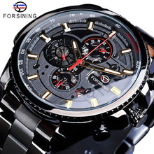 Load image into Gallery viewer, Forsining Three Dial Calendar Stainless Steel Men Mechanical Automatic Wrist Watches Top Brand Luxury Military Sport Male Clock