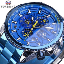Load image into Gallery viewer, Forsining Three Dial Calendar Stainless Steel Men Mechanical Automatic Wrist Watches Top Brand Luxury Military Sport Male Clock