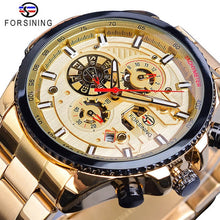 Load image into Gallery viewer, Forsining Three Dial Calendar Stainless Steel Men Mechanical Automatic Wrist Watches Top Brand Luxury Military Sport Male Clock