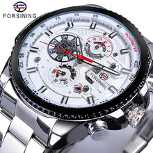Load image into Gallery viewer, Forsining Three Dial Calendar Stainless Steel Men Mechanical Automatic Wrist Watches Top Brand Luxury Military Sport Male Clock