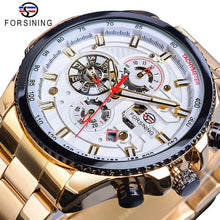 Load image into Gallery viewer, Forsining Three Dial Calendar Stainless Steel Men Mechanical Automatic Wrist Watches Top Brand Luxury Military Sport Male Clock