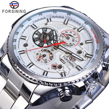 Load image into Gallery viewer, Forsining Three Dial Calendar Stainless Steel Men Mechanical Automatic Wrist Watches Top Brand Luxury Military Sport Male Clock