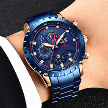 Load image into Gallery viewer, 2020 LIGE New Men Watch Blue Luxury Brand Stainless Steel Wrist Watch Chronograph Military Quartz Mens Watches Relogio Masculino