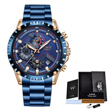 Load image into Gallery viewer, 2020 LIGE New Men Watch Blue Luxury Brand Stainless Steel Wrist Watch Chronograph Military Quartz Mens Watches Relogio Masculino