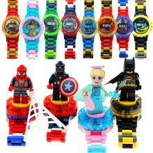 Load image into Gallery viewer, Kids Magic Intellectual blocks Series Compatible Kids Watch Avengers Batman Iron Man SpiderMan friend Toy for children watches