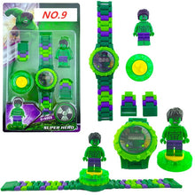 Load image into Gallery viewer, Kids Magic Intellectual blocks Series Compatible Kids Watch Avengers Batman Iron Man SpiderMan friend Toy for children watches